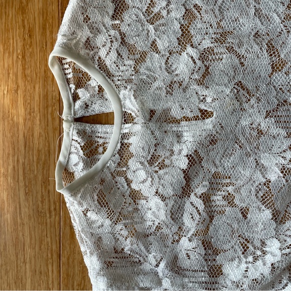 Vintage 80s Lace Sheer Top Blouse Medium - Picture 6 of 6